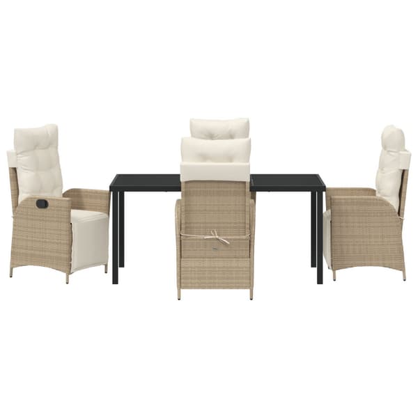 Trädgårdsmöbelset med kudde 5 pcs Beige konstrotting