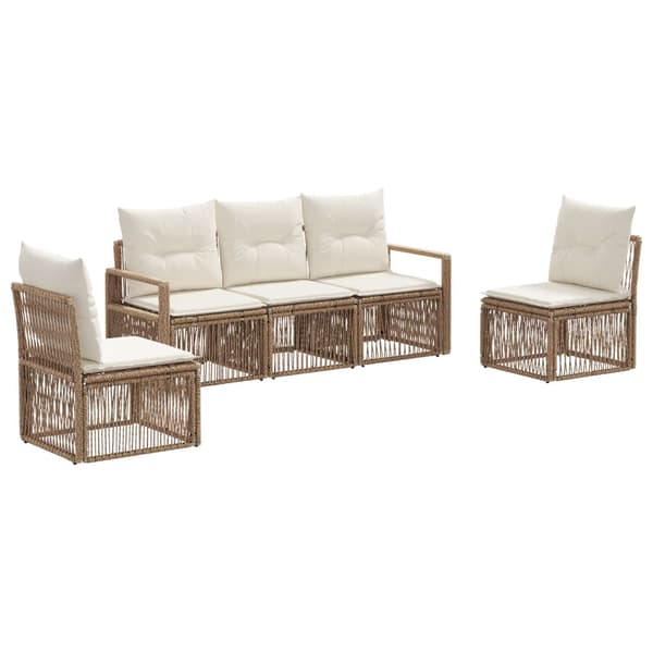 Trädgårdsoffset 5 pcs Beige konstrotting