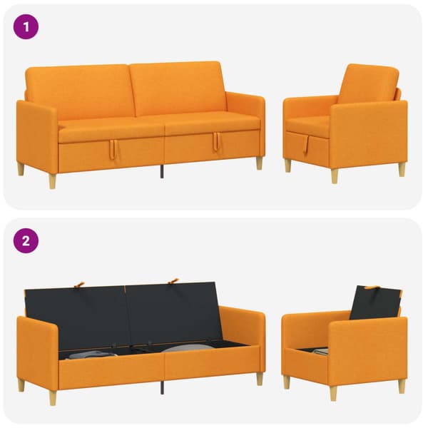 Soffgrupp med förvaring 2 pcs Mörkgul Polyester