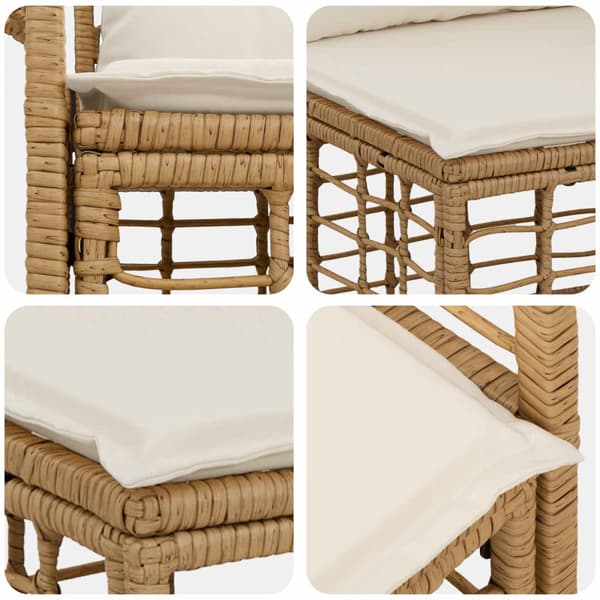 Utomhussoffset 7 pcs Naturlig och Creamvit Polyester