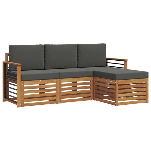 Utomhussoffset med kudde 4 pcs Naturlig och Antracit