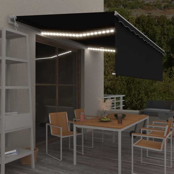 Automatiserad markis rullgardin vindsensor LED 5x3m antracit