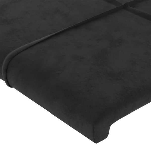 Sänggavel LED svart 203x16x118/128 cm sammet