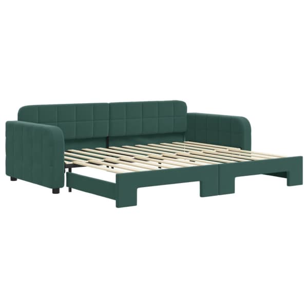 Dagbädd utdragbar mörkgrön 90x200 cm sammet