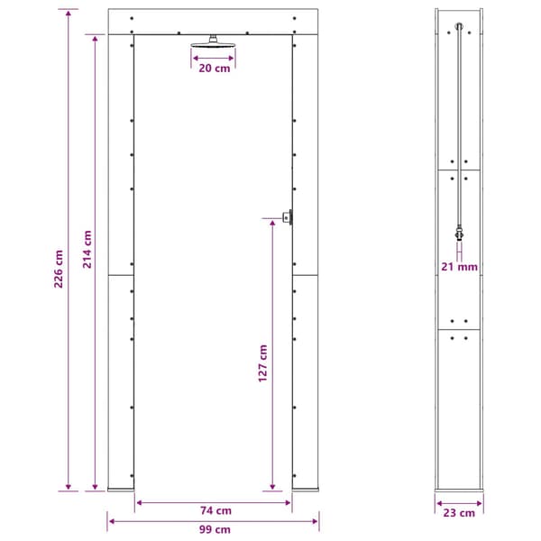 Utomhus Dusch 226 cm Impregnerad furu och rostfritt stål