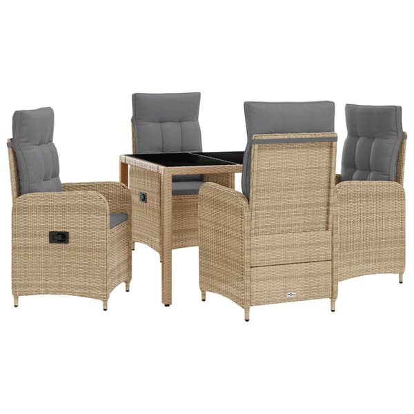 Utomhusmatbord 5 pcs Beige och Ljusgrå 90 x 90 x 75 cm