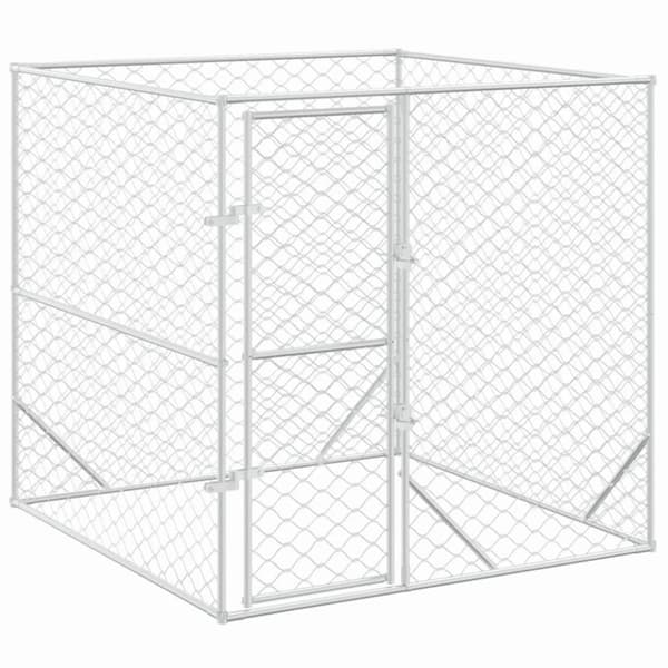 Hundgård för utomhusbruk silver 2x2x2 m galvaniserat stål