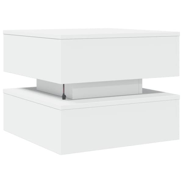 Soffbord med LED vit 50x50x40 cm