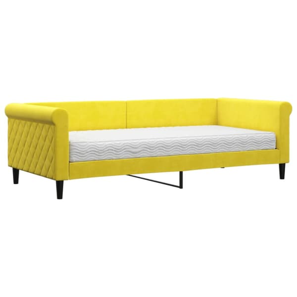 Dagbädd med madrass gul 90x200 cm sammet