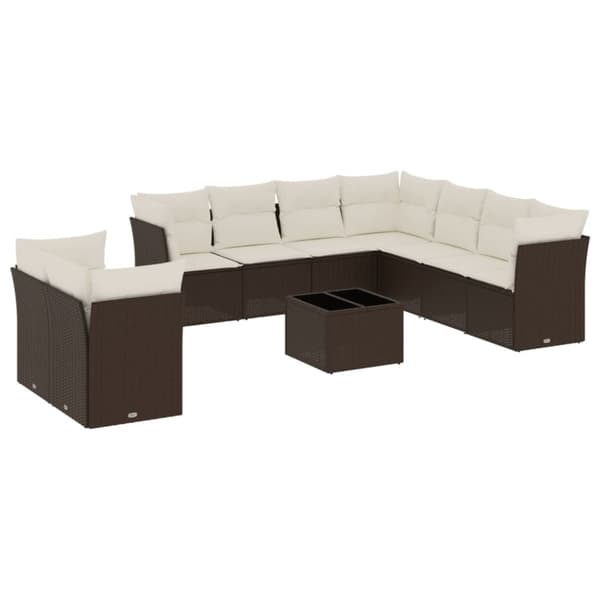 Loungegrupp 10 delar med brun dynor konstrotting