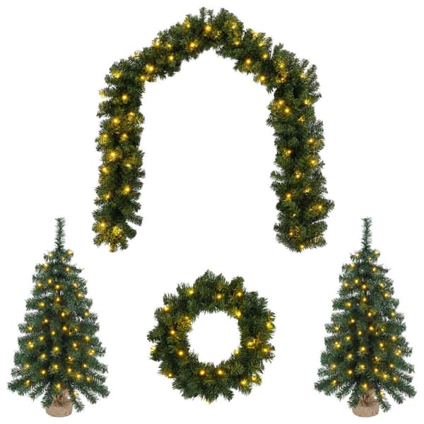 Mini-julgransset 60 cm 125 LED-lampor Varmvit PVC Grön