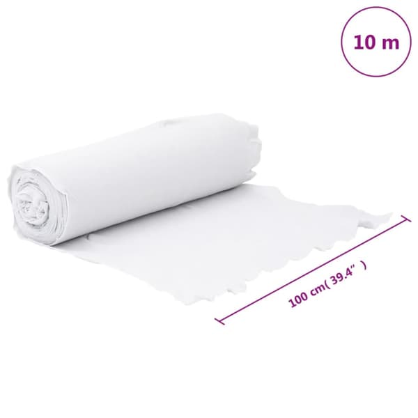 Ogräsduk 1x10 m polyesterfiber vit