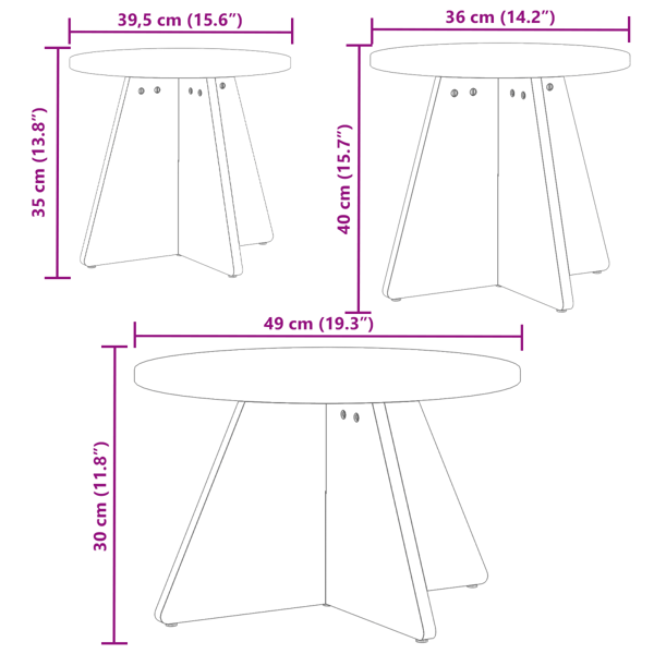 Kaffeebord 3 pcs Vaxbrun
