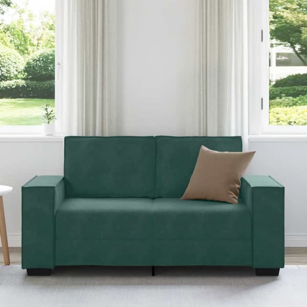 Soffa 2-sits mörkgrön 160x78x84 cm sammet