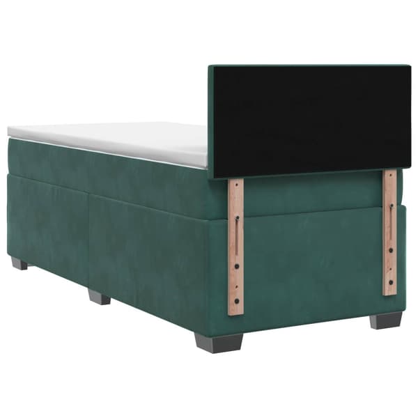 Boxspring säng med madrass och LED Mörkgrön 100 x 200 cm Sammet