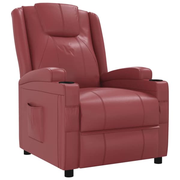 Reclinerfåtölj vinröd konstläder