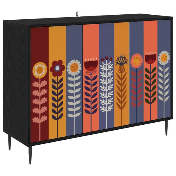 Sideboard ESSEN Svart ek 102 x 33 x 76 cm Konstruerat trä