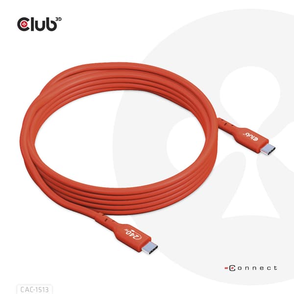 Club 3D - USB typ C-kabel - USB-C till USB-C - 3 m