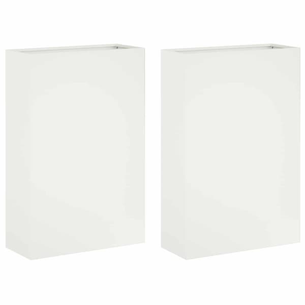 Trädgårdsplanterare 2 st Vit 40 x 20 x 75 cm Kallvalsat stål