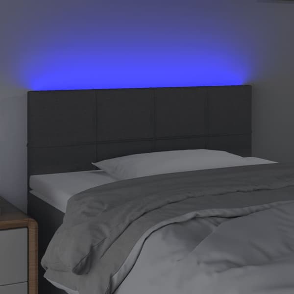 Sänggavel LED mörkgrå 80x5x78/88 cm tyg