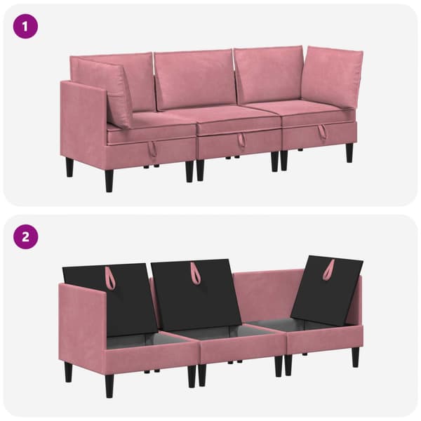 Möbelset för vardagsrummet med kudde 3 pcs Rosa Sammet