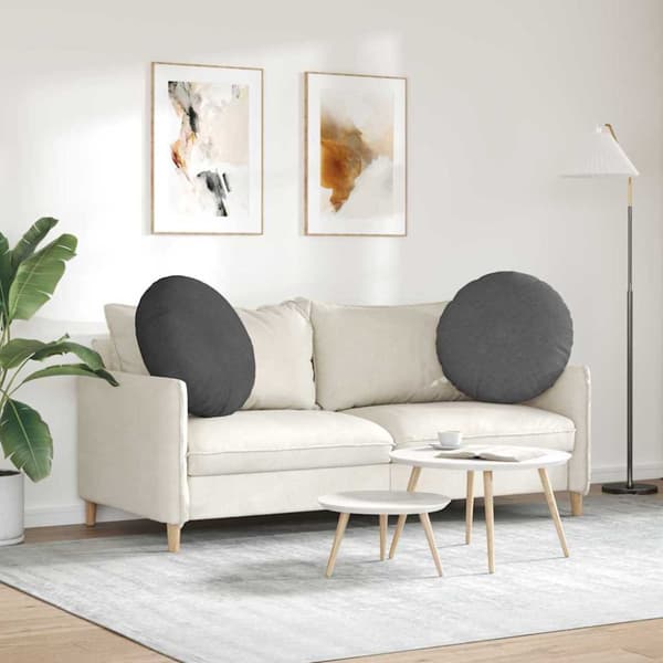 Sittkuddar 2 pcs Mörkgrå Ø60 x 21 cm Kordread tyg