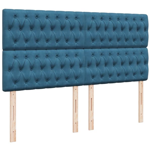 Ramsäng med madrass blå 200x200 cm sammet