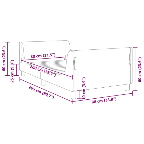 Barnsängram med sänggavel Polisblå 80 x 200 cm Sammet