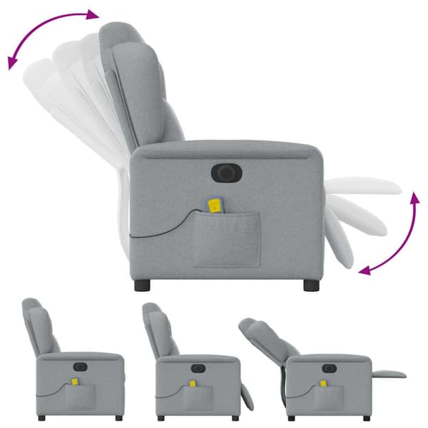 Elektrisk massagefåtölj ljusgrå tyg