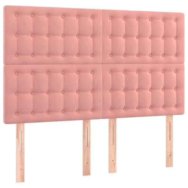 Ramsäng med madrass rosa 140x200 cm sammet
