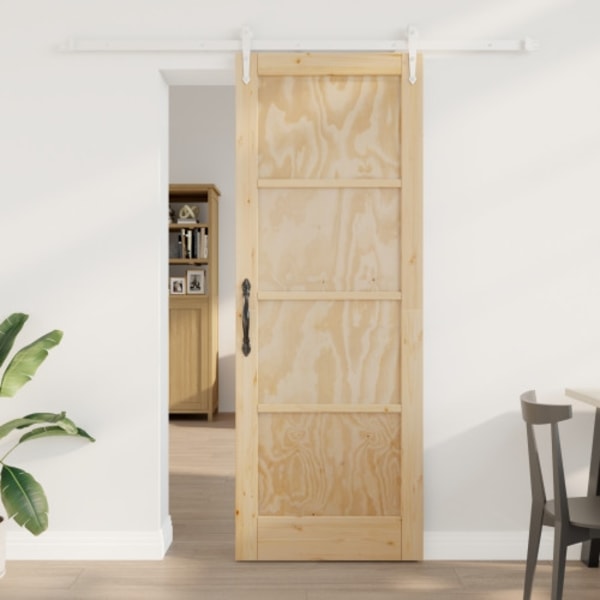 Skjutdörr med Ställningskit 78x211 cm Massivt Tallträ