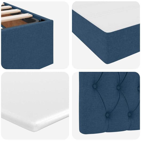 Förvaringssäng med madrass Blå 200 x 200 cm Polyester