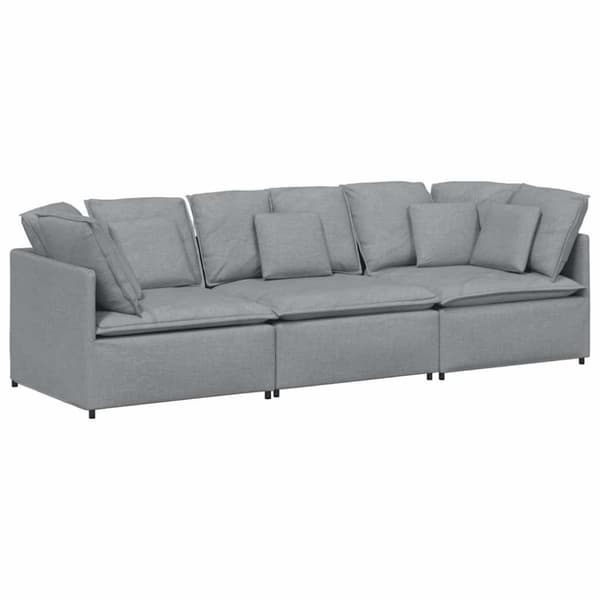 Modulsoffa med dynor i tyg ljusgrå