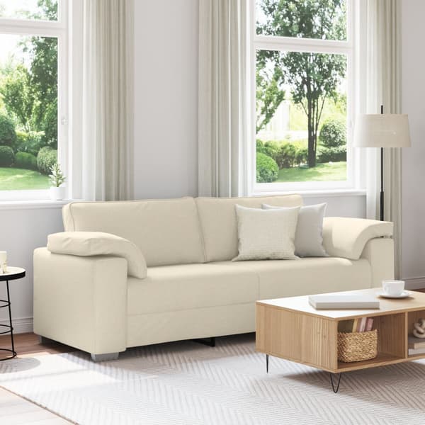 3-Sits soffa Beige 220 cm Linnenblandad tyg