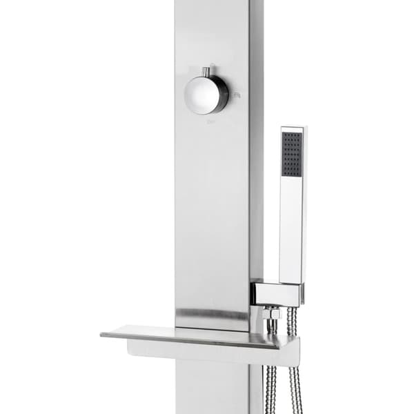 Trädgårdsdusch med grått golv 225 cm rostfritt stål