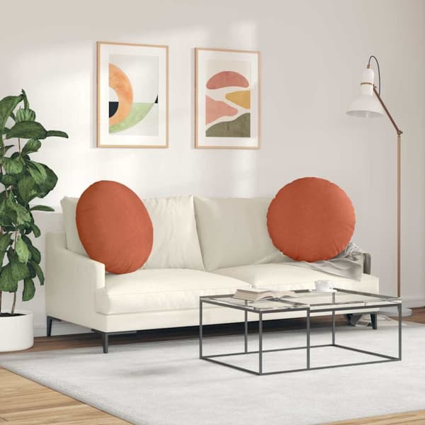 Sittkuddar 2 pcs Röd orange Ø 80 cm Kordread tyg
