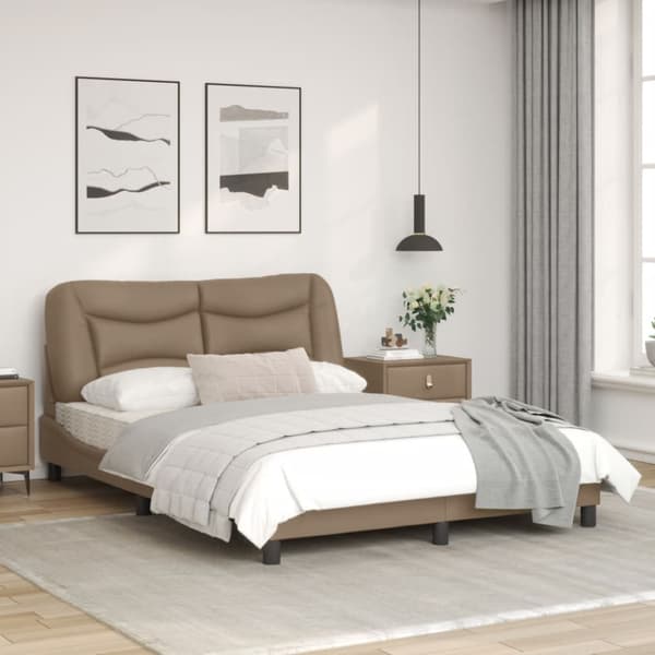 Bed Frame with LED without Mattress "Hvar" Cappuccino 120x200 cm