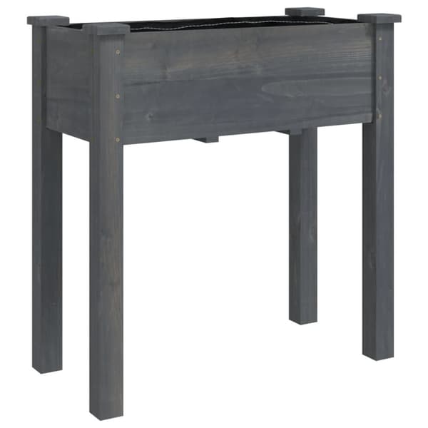 Odlingslåda med foder grå 71x37x76 cm massivt granträ