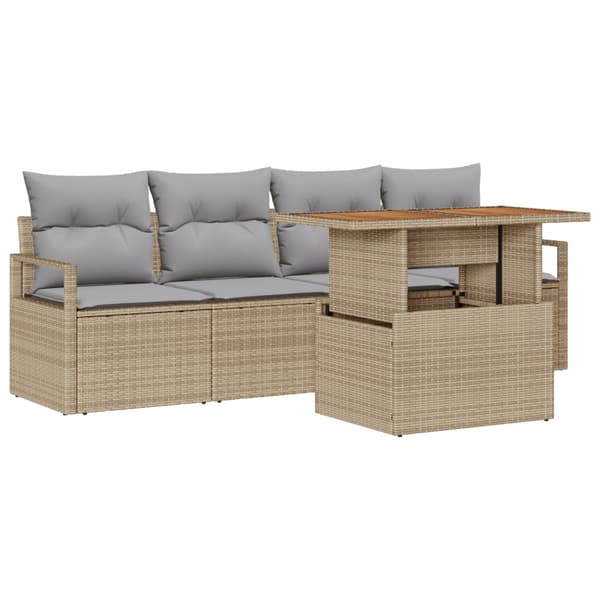 Trädgårdsoffset med kudde 5 pcs beige och ljusgrå
