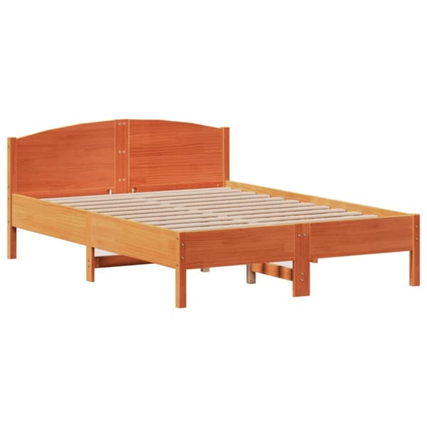 Sängram utan madrass vaxbrun 160x200 cm massiv furu