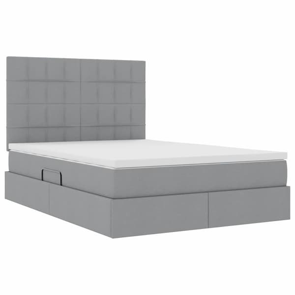 Förvaringssäng med madrass Ljusgrå 140 x 190 cm Polyester