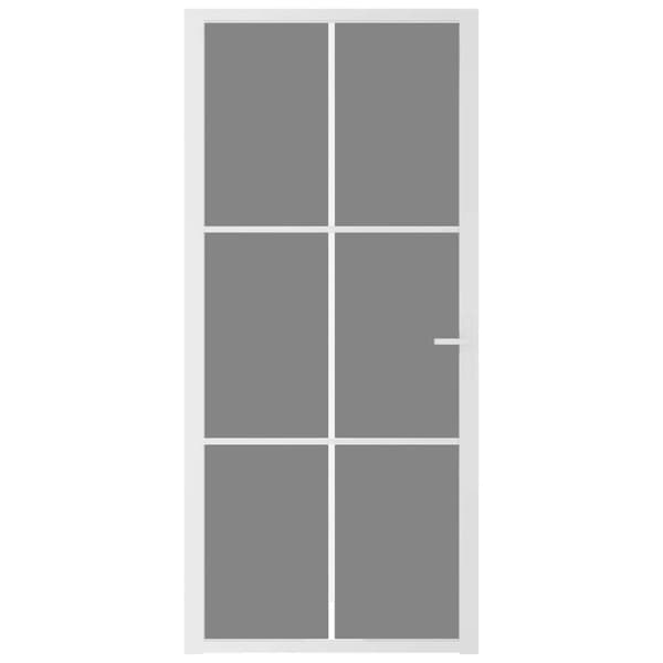 Innerdörr 93x201,5 cm vit ESG-glas och aluminium