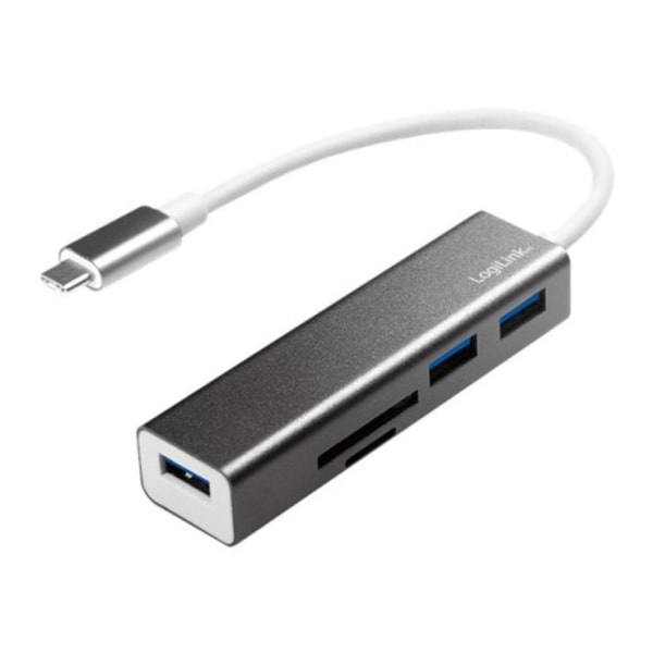 LogiLink USB-C 3-Port Hub with Card Reader - hubb - 3 portar