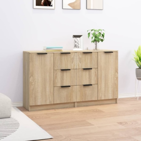 Skänk 2 delar sonoma-ek 60x30x70 cm konstruerat trä