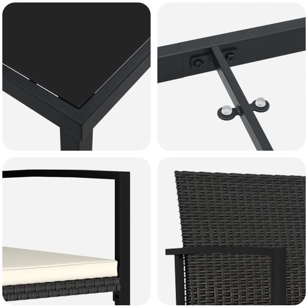 Trädgårdsmöbelset 9 pcs Svart Pulverlackerat stål