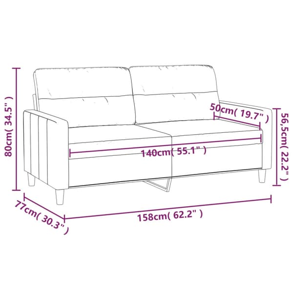 Soffa 2-sits mörkgrå 140 cm tyg