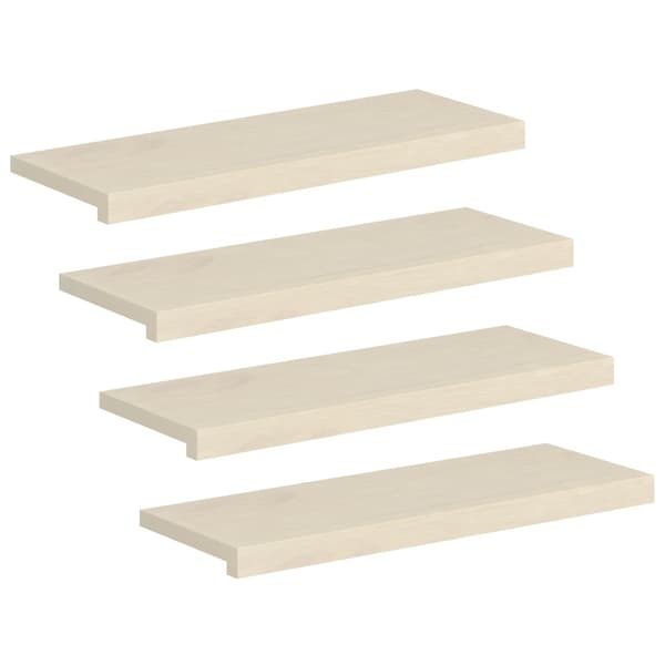 Trappsteg 4 st 80 x 25 x 2 cm Vit Massivt Ekträ