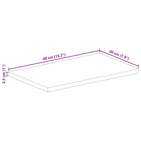 Bordsskiva 40x20x2,5 cm rektangulär massivt mango-trä