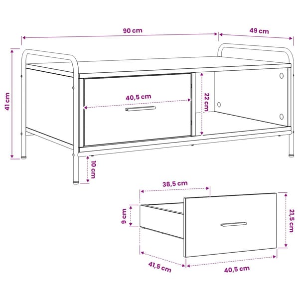 Kaffeebord Artisan-ek 90 x 49 x 41 cm Konstruerat trä