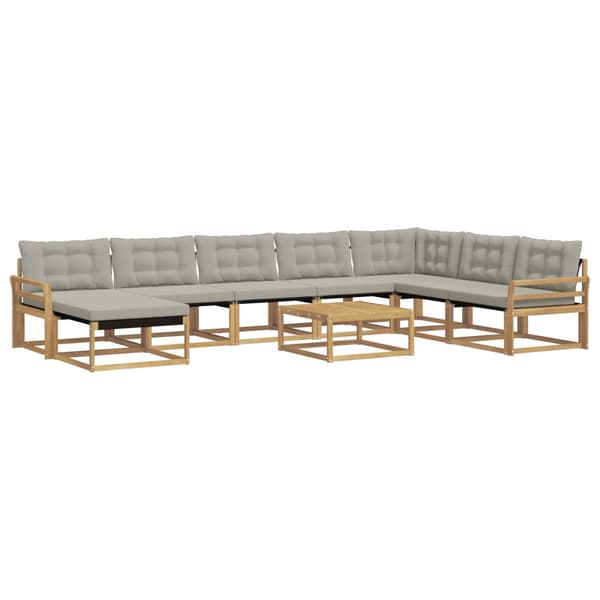 Utomhussoffset 9 pcs Vit och ljusgrå 79 x 79 x 37 cm